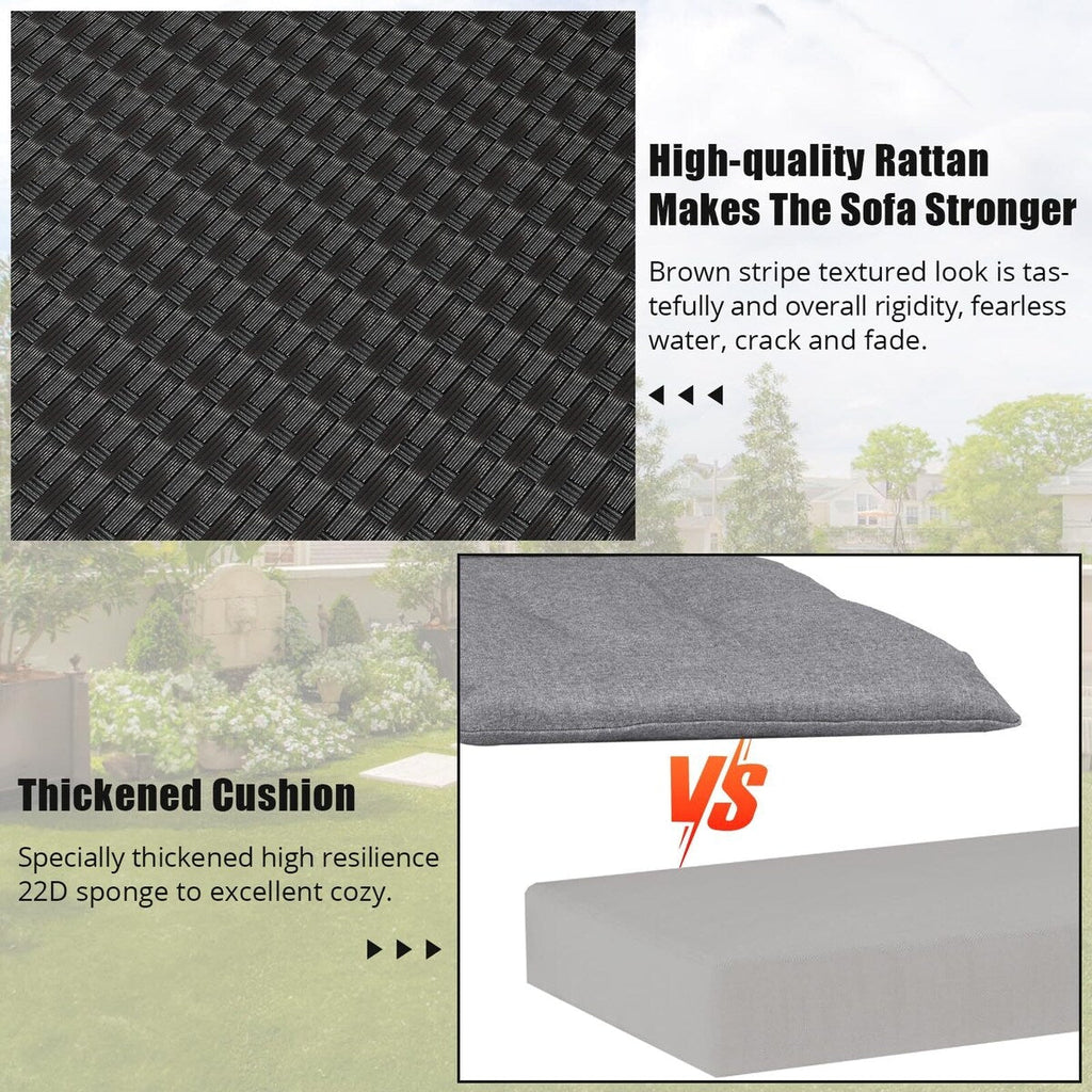 Ensemble de canapés d'extérieur en rotin et osier 5 pièces pour patio