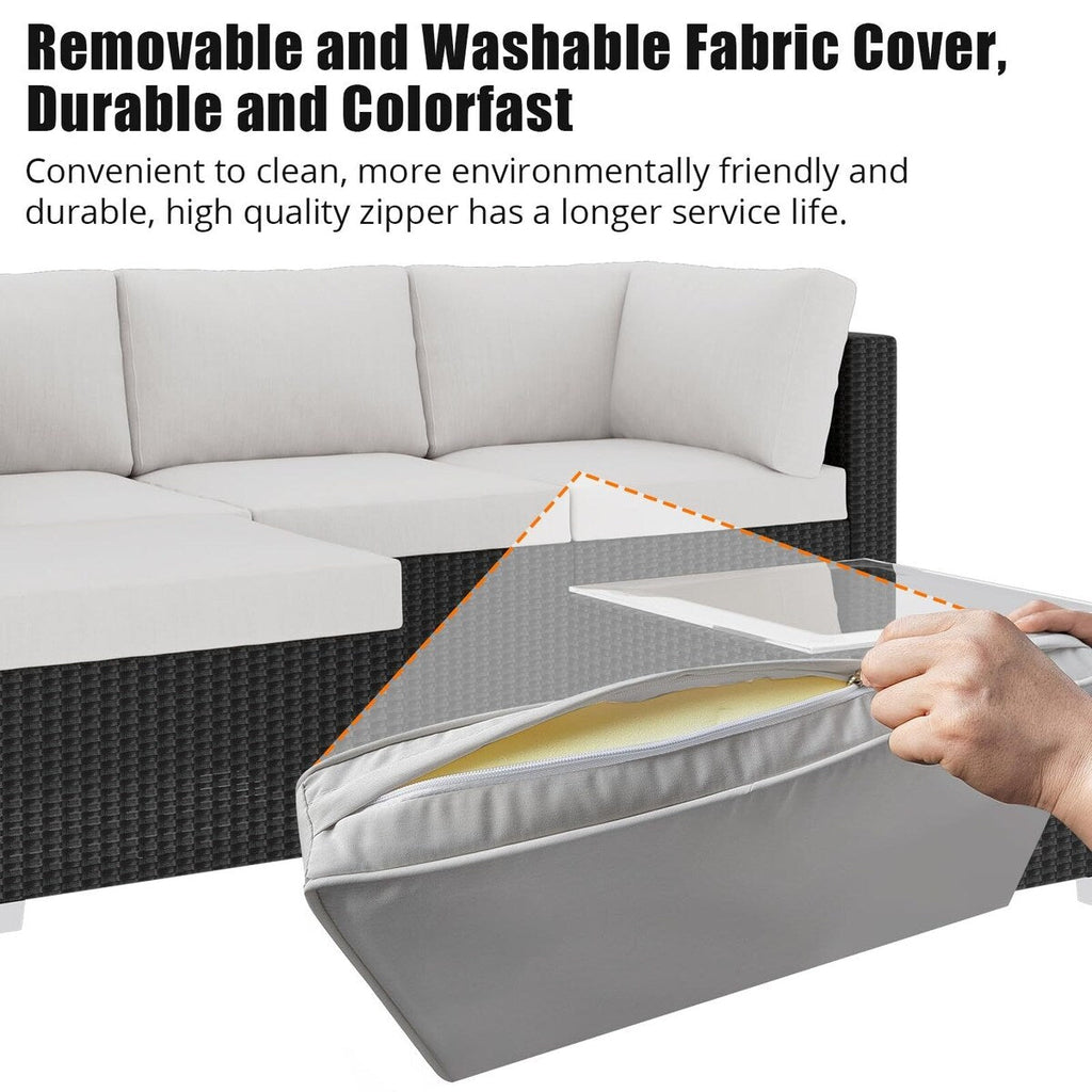 Ensemble de canapés d'extérieur en rotin et osier 5 pièces pour patio