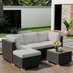 Ensemble de canapés d'extérieur en rotin et osier 5 pièces pour patio