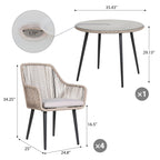 Ensemble de salle à manger d'extérieur en osier 5 pièces pour patio