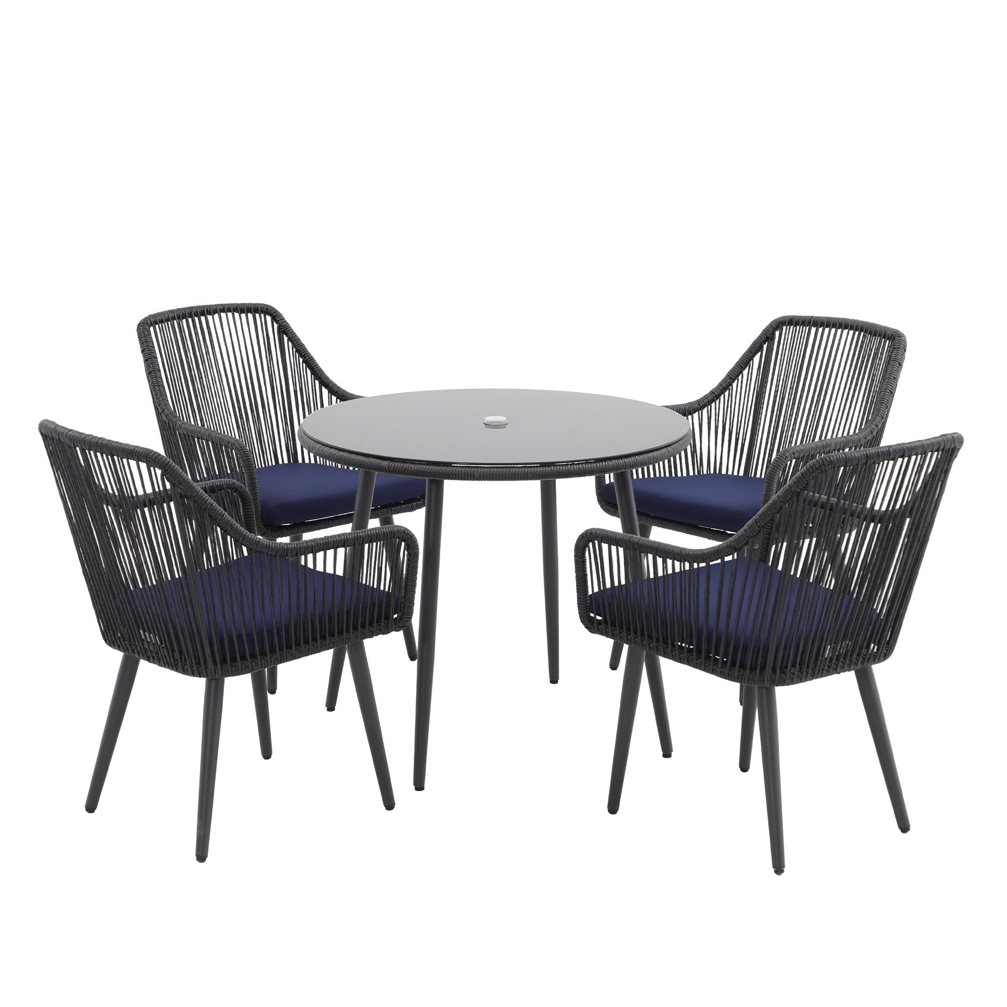 Ensemble de salle à manger d'extérieur en osier 5 pièces pour patio