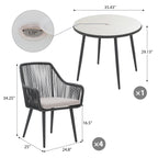 Ensemble de salle à manger d'extérieur en osier 5 pièces pour patio