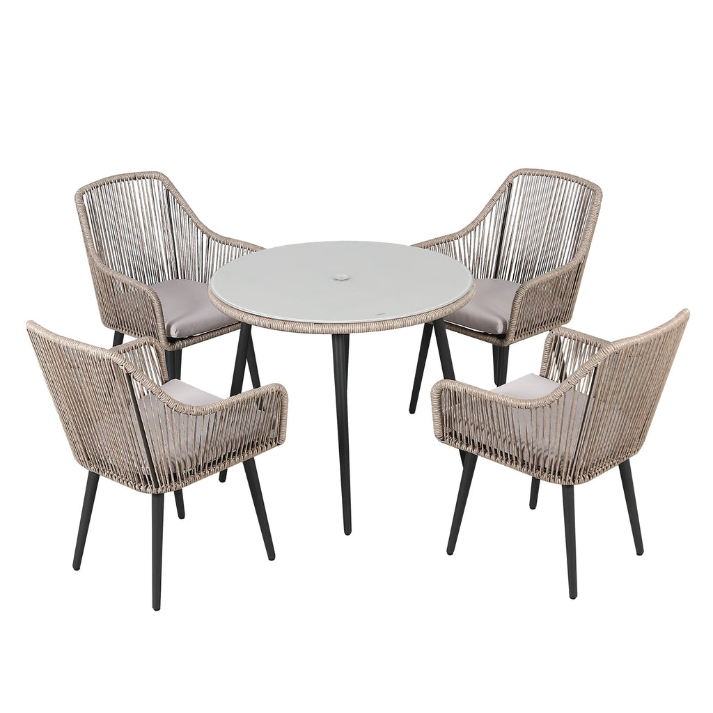 Ensemble de salle à manger d'extérieur en osier 5 pièces pour patio