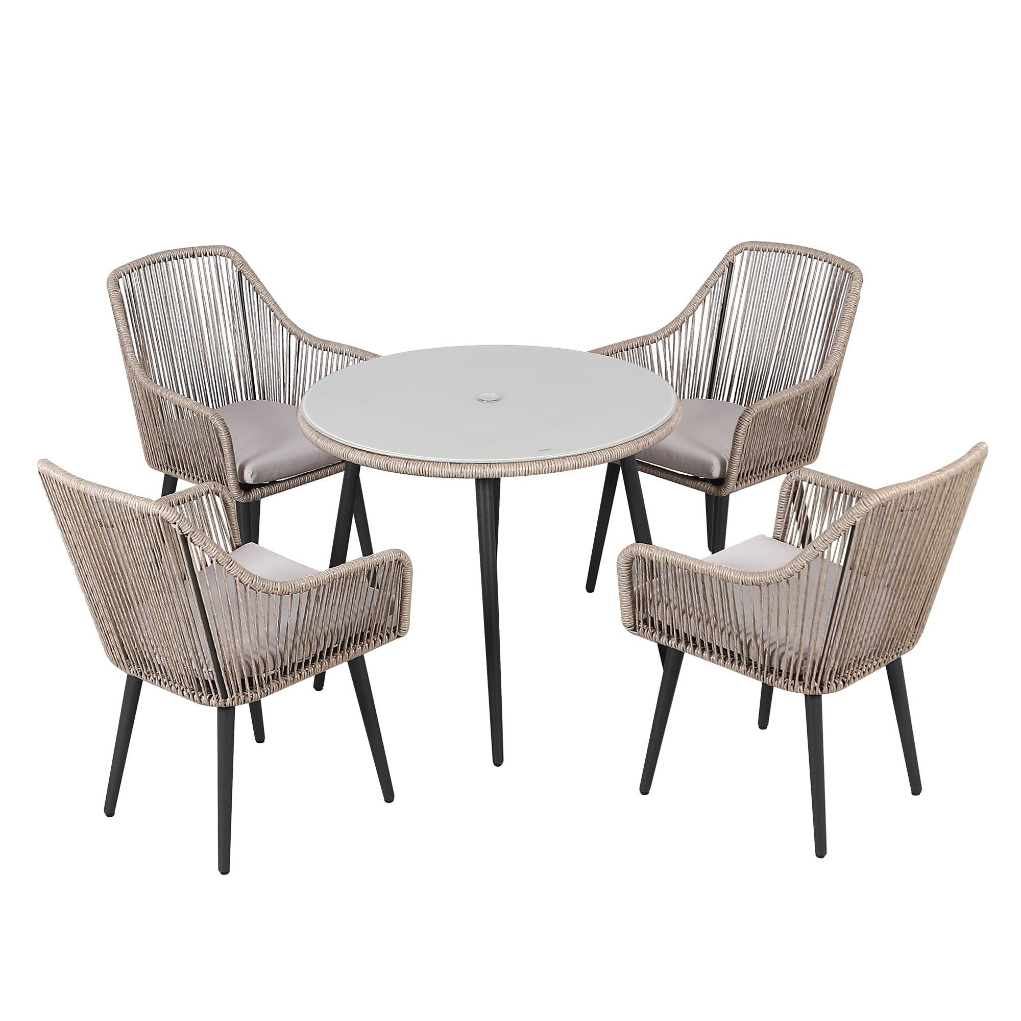 Ensemble de salle à manger d'extérieur en osier 5 pièces pour patio