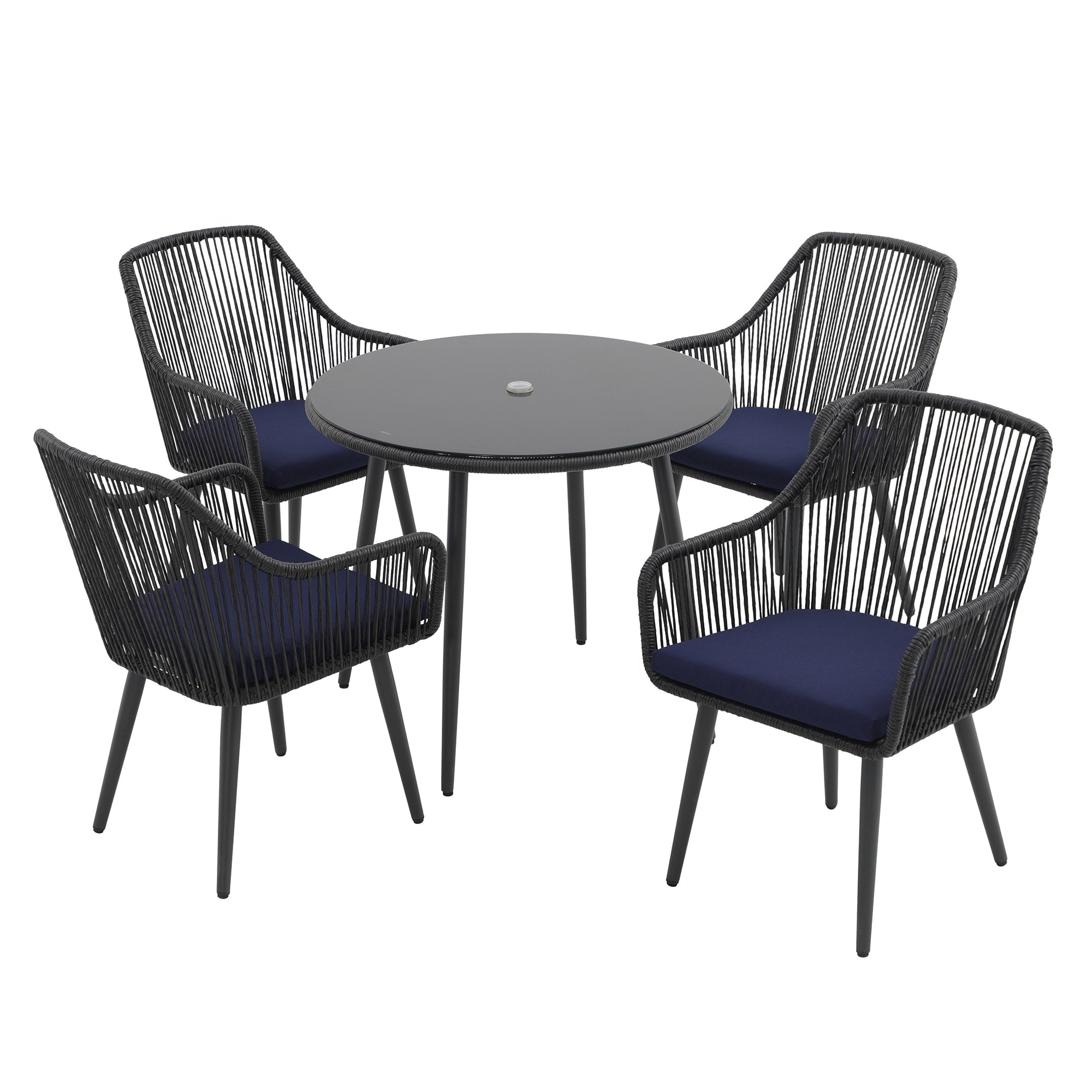 Ensemble de salle à manger d'extérieur en osier 5 pièces pour patio