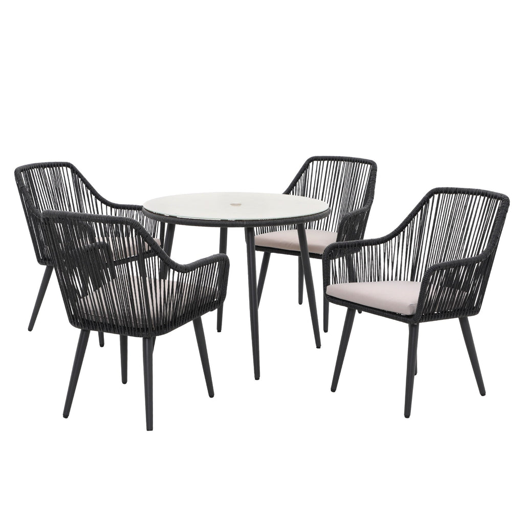 Ensemble de salle à manger d'extérieur en osier 5 pièces pour patio