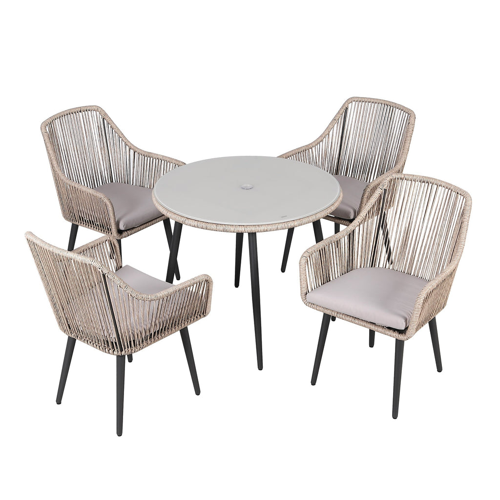 Ensemble de salle à manger d'extérieur en osier 5 pièces pour patio