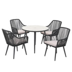 Ensemble de salle à manger d'extérieur en osier 5 pièces pour patio