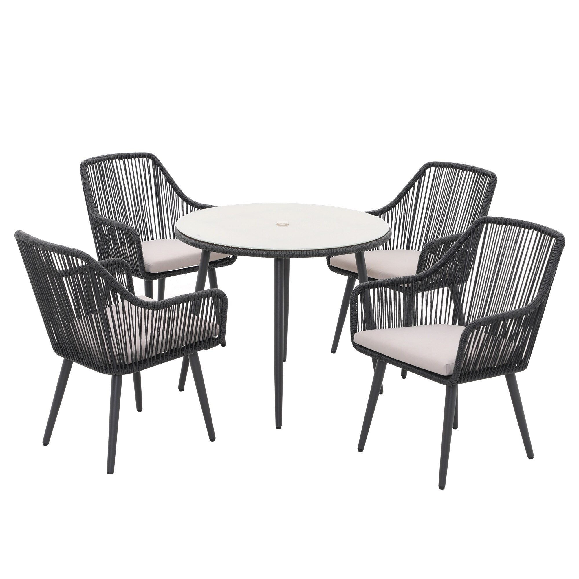 Ensemble de salle à manger d'extérieur en osier 5 pièces pour patio