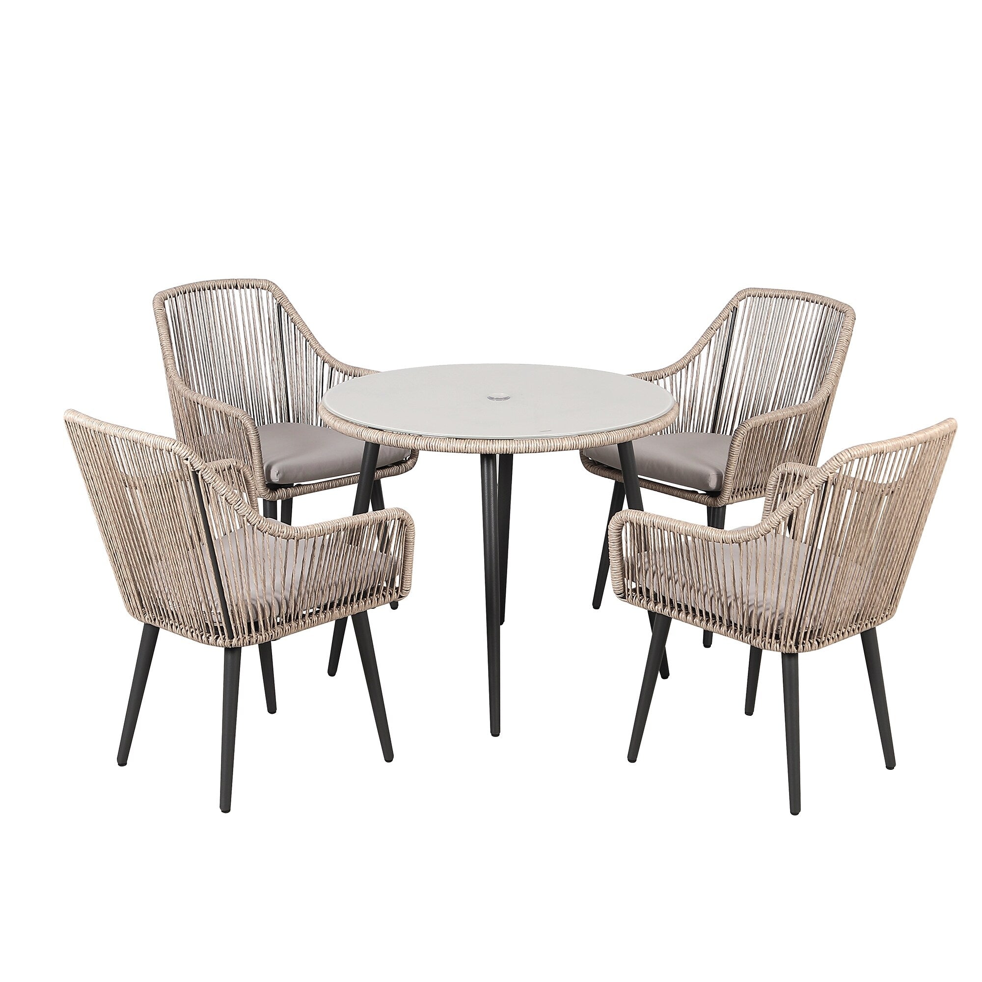 Ensemble de salle à manger d'extérieur en osier 5 pièces pour patio