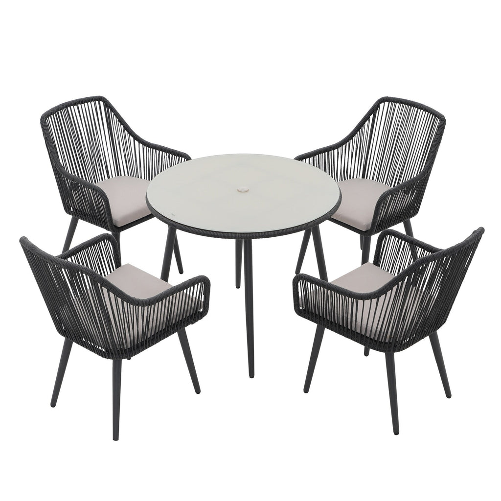 Ensemble de salle à manger d'extérieur en osier 5 pièces pour patio