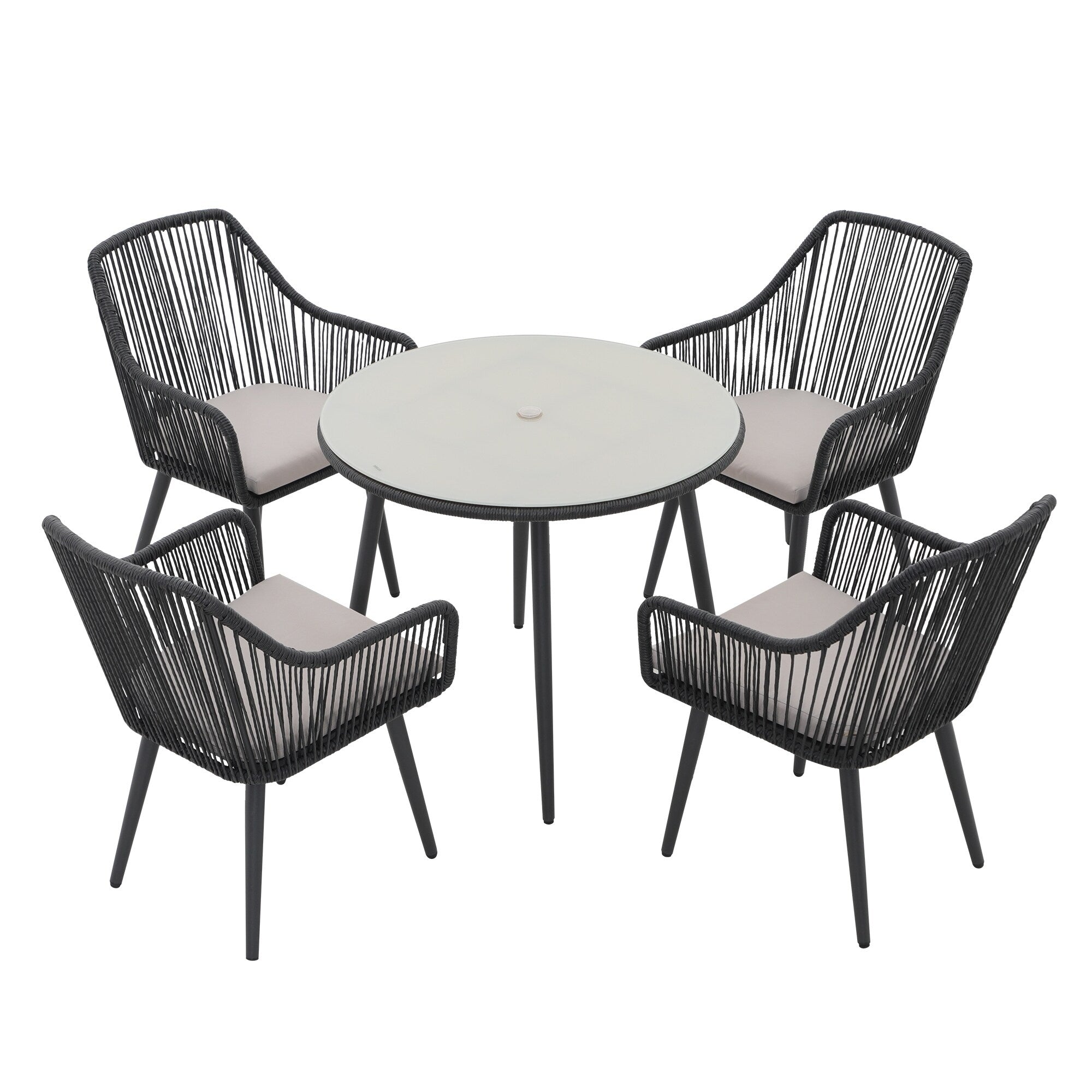 Ensemble de salle à manger d'extérieur en osier 5 pièces pour patio