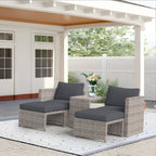 Ensemble de conversation d'extérieur en rotin 5 pièces avec chaises en osier et coussins