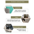 Ensemble de conversation d'extérieur en rotin 5 pièces avec chaises en osier et coussins