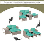 Ensemble de conversation d'extérieur en rotin 5 pièces avec chaises en osier et coussins