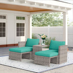 Ensemble de conversation d'extérieur en rotin 5 pièces avec chaises en osier et coussins