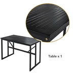 Ensemble de salle à manger d'extérieur en acier 5 pièces avec 4 chaises, bar et coussins