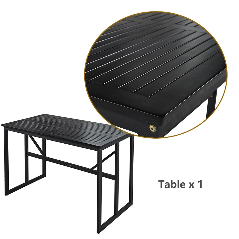 Ensemble de salle à manger d'extérieur en acier 5 pièces avec 4 chaises, bar et coussins