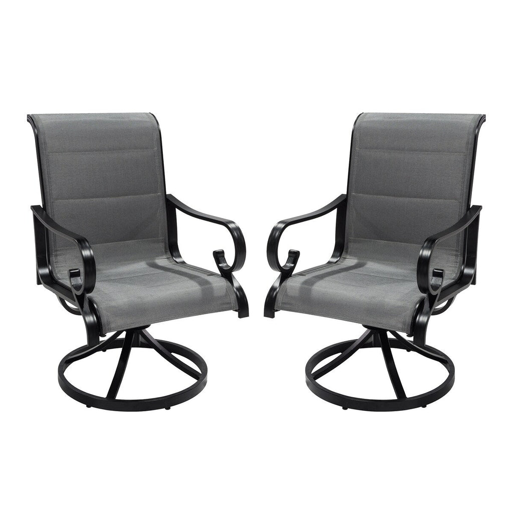 Ensemble de salle à manger d'extérieur 5 pièces avec chaises pivotantes en aluminium textilène