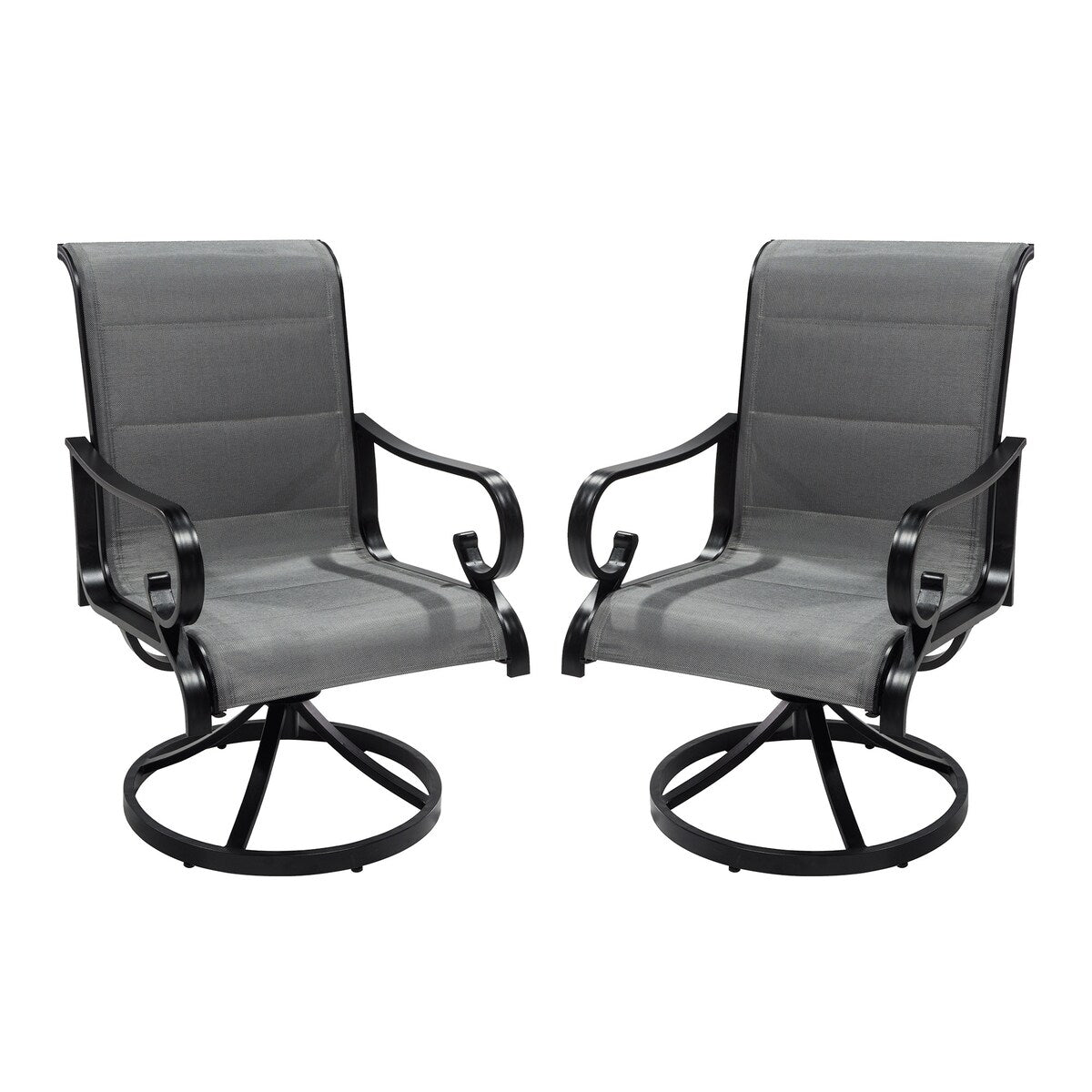 Ensemble de salle à manger d'extérieur 5 pièces avec chaises pivotantes en aluminium textilène