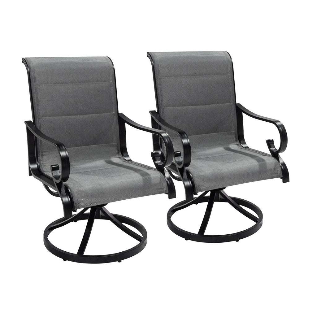 Ensemble de salle à manger d'extérieur 5 pièces avec chaises pivotantes en aluminium textilène