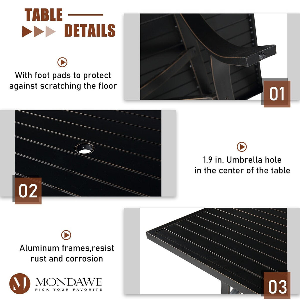 Ensemble de salle à manger d'extérieur 5 pièces avec chaises pivotantes en aluminium textilène