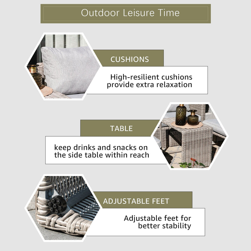 Ensemble de conversation d'extérieur en rotin 5 pièces avec chaises en osier et coussins