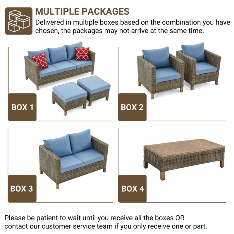 Ensemble de conversation pour patio extérieur en osier 5 pièces