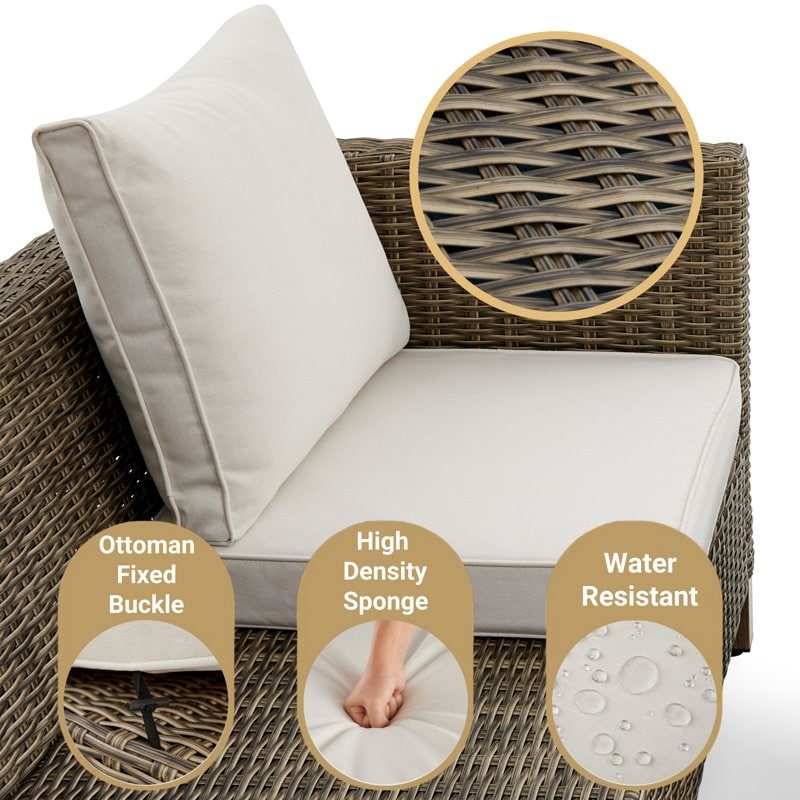 Ensemble de conversation pour patio extérieur en osier 5 pièces