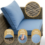 Ensemble de conversation pour patio extérieur en osier 5 pièces