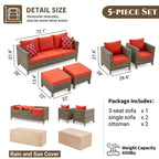 Ensemble de conversation pour patio extérieur en osier 5 pièces