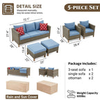 Ensemble de conversation pour patio extérieur en osier 5 pièces