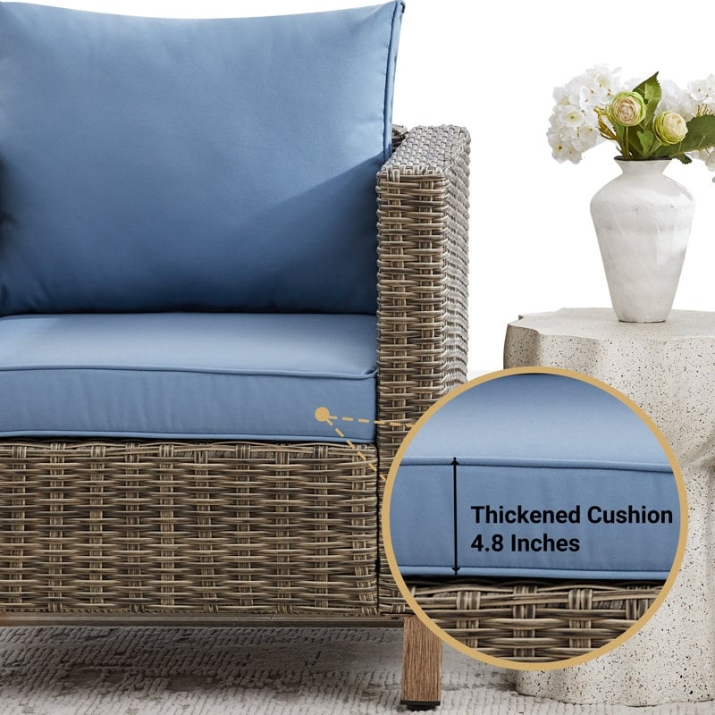 Ensemble de conversation pour patio extérieur en osier 5 pièces