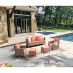 Ensemble de conversation pour patio extérieur en osier 5 pièces