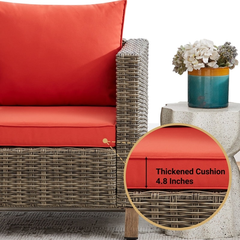 Ensemble de conversation pour patio extérieur en osier 5 pièces