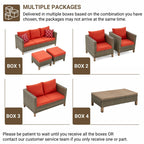 Ensemble de conversation pour patio extérieur en osier 5 pièces