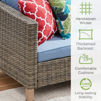 Ensemble de conversation pour patio extérieur en osier 5 pièces