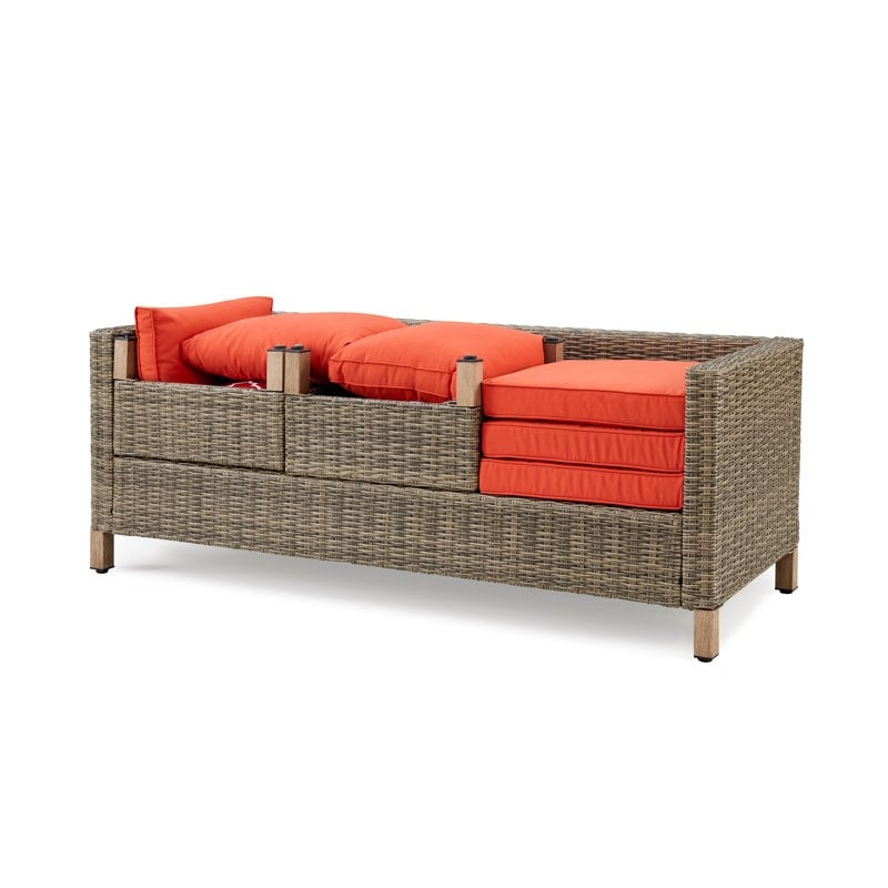 Ensemble de conversation pour patio extérieur en osier 5 pièces