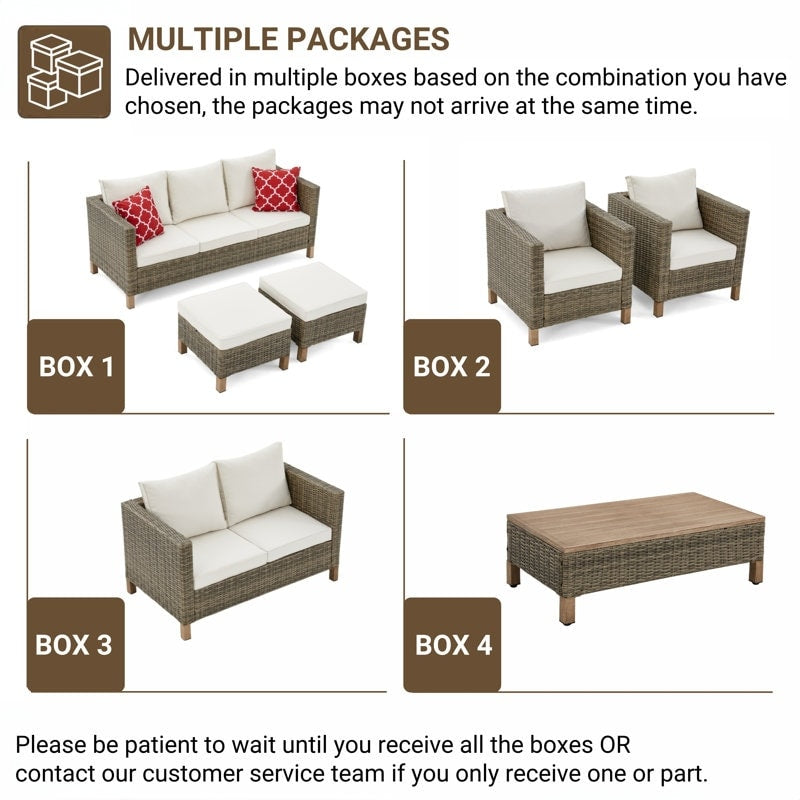 Ensemble de conversation pour patio extérieur en osier 5 pièces