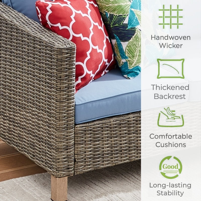 Ensemble de conversation pour patio extérieur en osier 5 pièces