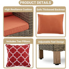 Ensemble de conversation pour patio extérieur en osier 5 pièces