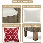 Ensemble de conversation pour patio extérieur en osier 5 pièces