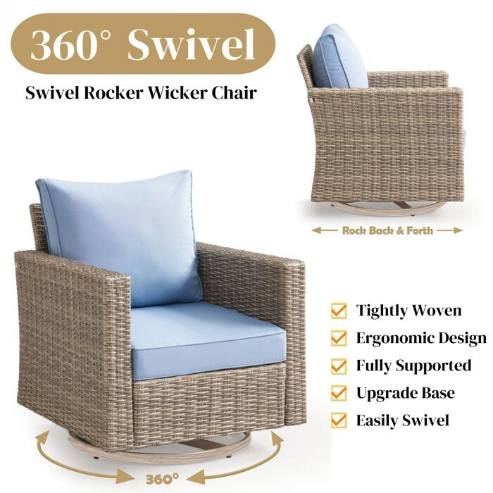 Ensemble de conversation pour patio extérieur en osier 5 pièces