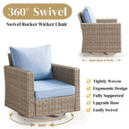 Ensemble de conversation pour patio extérieur en osier 5 pièces