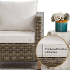 Ensemble de conversation pour patio extérieur en osier 5 pièces