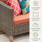 Ensemble de conversation pour patio extérieur en osier 5 pièces