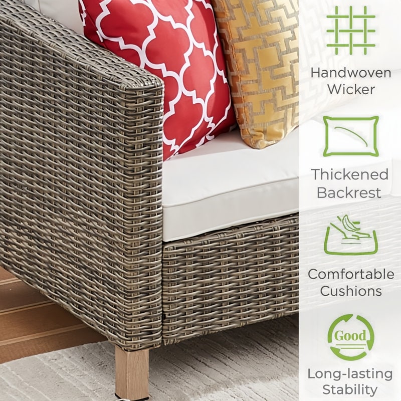 Ensemble de conversation pour patio extérieur en osier 5 pièces