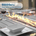 Ensemble de canapés d'extérieur en osier 5 pièces avec table et foyer en aluminium