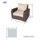 Ensemble de canapés d'extérieur en osier 5 pièces avec table et foyer en aluminium