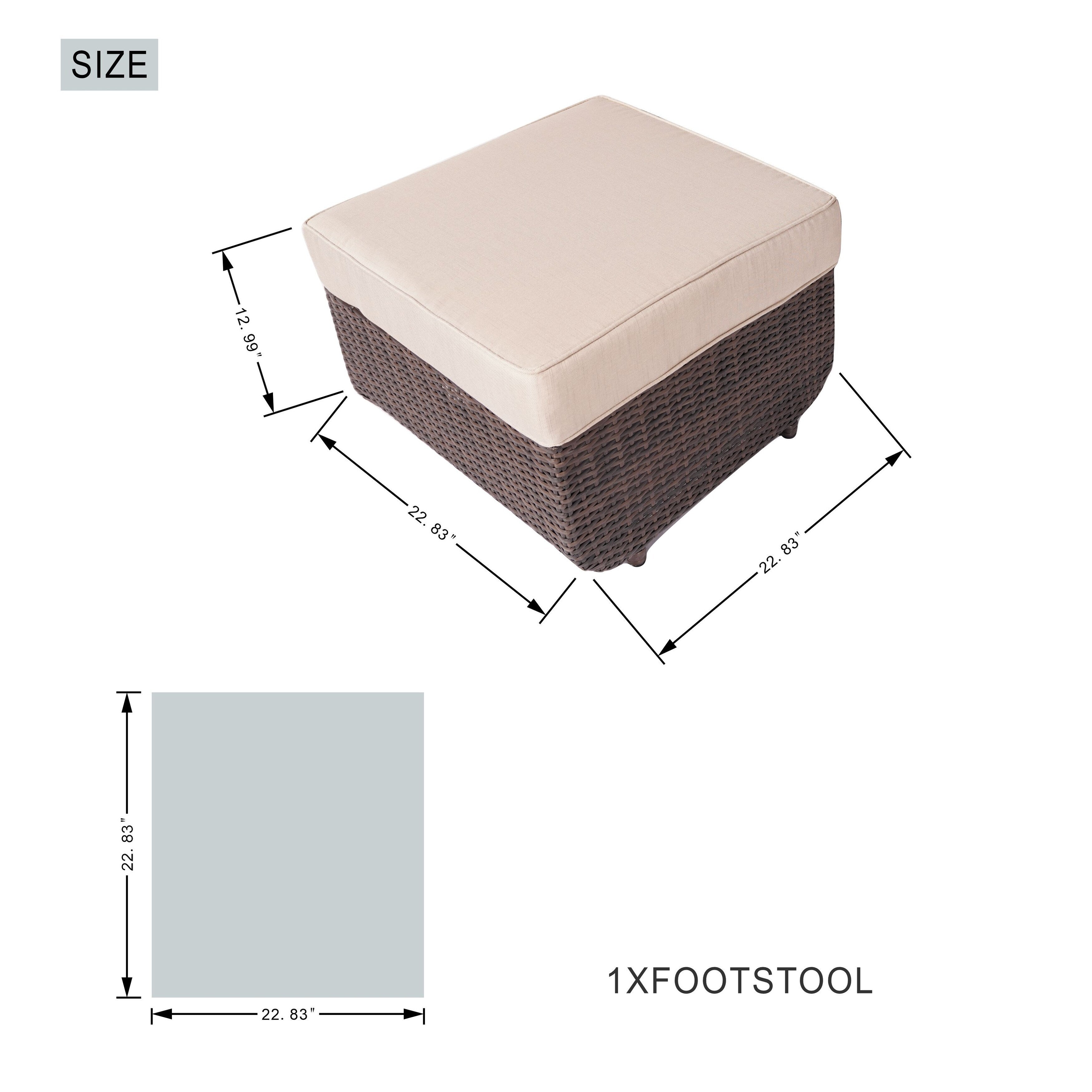 Ensemble de canapés d'extérieur en osier 5 pièces avec table et foyer en aluminium